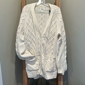 Abercrombie & Fitch Women Knit oversized cream  Cardigan in stripe size L